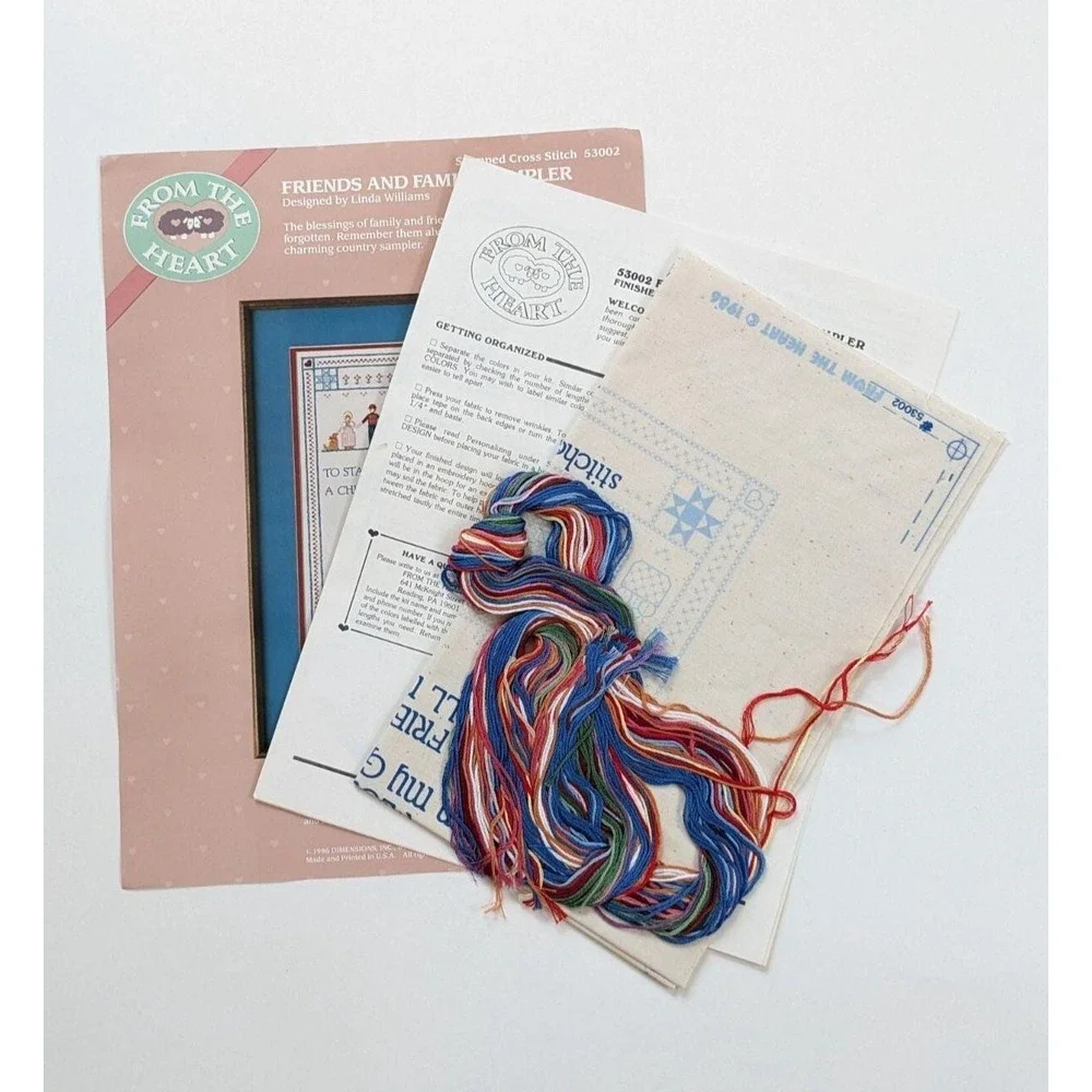 Vintage‎ Stamped Cross Stitch Kit Friends and Family Sampler Dimensions #53002